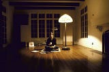 Steve Jobs in empty living room
