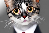 a cat in a business suit