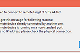 Tizen Samsung TV- failed to connect to remote target [ip]