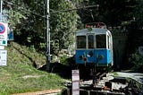 A restored locomotive on a reactivated section of the Rimini–San Marino railway