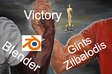 The meme if two muscular arms intertwined for success showcasing the collaboration between Gints Zilbalodis and Blender. The meeting point is victory at the Oscars.