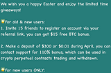 Easter BTC Giveaway!