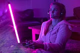 Girl playing video game