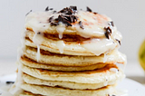 whipped ricotta pancakes with chocolate & lemon glaze