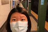 Bewildered at empty subway platform post-lockdown