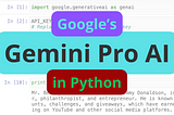 Gemini-Pro: Google AI Studio API for Python