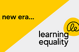 Illustration that reads “A new era” on one side the depicts the new LE logo on the other side.