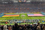 German and U.S. flags flown at Allianz Stadium before NFL game