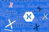 Xamarin logo and many words using many custom fonts