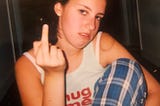 Angsty teenage me flipping the bird at my tumor