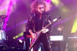 Jim James of My Morning Jacket playing his flying V in Columbus, Ohio, 2017. Image by author. ©Grace Ombry 2017