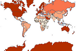 Map of the world using the Mercator projection