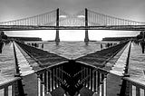 A trippy picture of the San Francisco Bay Bridge
