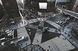 A busy city crosswalk