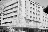 Liberty cinema, Mumbai pic when movie Chamkee(1952) was running. Note the clean road with Bullock cart and old model car. Courtesy- Zaheer Hassan