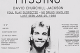 Poster showing David Jackson as missing.