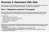 Document an API request in XML