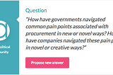 How have governments and vendors navigated common procurement pain points in new or novel ways?