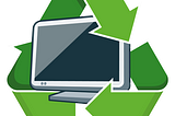 A screen inside the recycling logo.