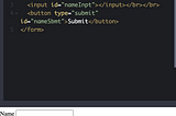 HTML form with an input field and button to submit a name. Created on codepen.io
