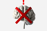 An AI generated image of a brain with a redexclamation mark above the brain and a big red x over the brain as to represent no entry.