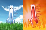 cartoon of two thermometers