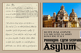 Blue skies in Rome with a handwritten letter from the pension Suite Dal Conte.