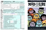 1040 Tax Form and the cover of a Mad Libs magazine
