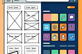 The main illustration is a split-screen graphic of a web browser window. The left side is a simple wireframe sketch with “Lorem Ipsum” placeholders, while the right side is a fully rendered, colorful interface with various icons and buttons. A “BETA” stamp is visible in the bottom left corner of the graphic.