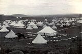 A black and white picture of one of Lord Roberts Conentration camps