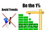Avoid Trends, Be the 1%. Visual representation of not following trends, but making them.