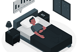 vector image of a dark-skin male sleeping on a bed