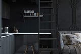 matte black vintage modern kitchen by Tatiana Shishinka