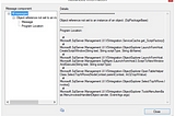 Object reference not set to an instance of an object. (SqlPackageBase)