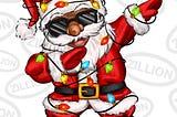 Afro dabbing Santa with Christmas lights png, Merry Christmas png, Happy New Year png, Sanra Claus png, sublimate designs download