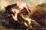 01 Painting by Orientalist Artists, The Art of War, Eugène Delacroix’s Collision of the Moorish…