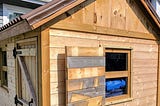 Photo of a shed hand built by the author with custom made functional shutters