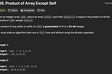 ⓺➁ Product of Array Except Self