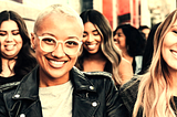 Smiling Lesbians in the street