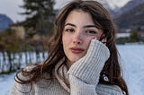 Portrait of a Young Woman in Winter Landscape