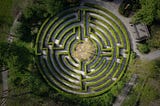 A photo of a maze from above