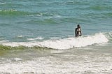 Girl walking in the water on a beach
