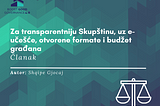 Za transparentniju Skupštinu, uz e-učešće, otvorene formate i budžet građana