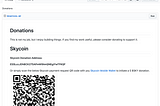 How to accept Skycoin donations on GitHub