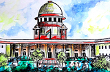 An illustrated art of the Supreme Court of India, Delhi