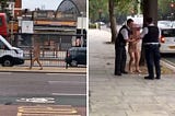 Exposed man walking around Woolwich High Road in viral video