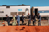Mayor Stimpson discusses the project with Secretary Buttigieg