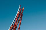 Enigmatic photo of the end of a roller coaster plunging into the void