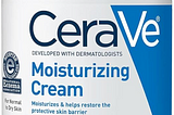 A 19-ounce jar of CeraVe Moisturizing Cream, featuring the CeraVe logo and noting its inclusion of 3 essential ceramides. Developed with dermatologists, it’s suitable for normal to dry skin and recognized by the National Eczema Association.