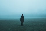 A person looking at a a forest behind a foggy weather: a metaphor for uncertainty